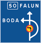 F2, Orienteringstavla vid förbjuden sväng i korsning